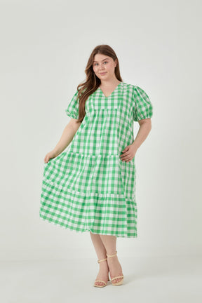 ENGLISH FACTORY - Gingham Check Midi Dress - DRESSES available at Objectrare