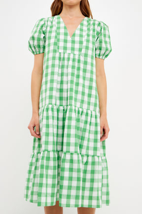 ENGLISH FACTORY - Gingham Midi Dress - DRESSES available at Objectrare