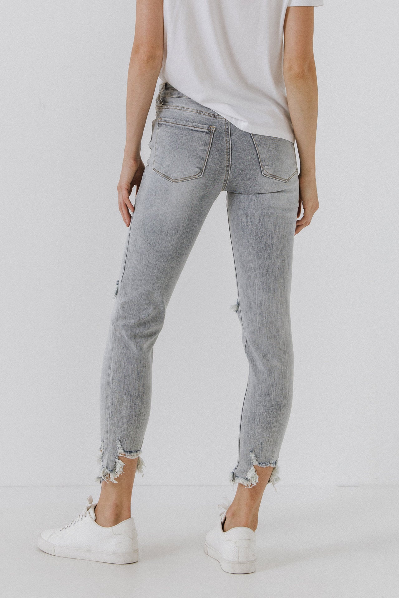 GREY LAB - Mid Rise Distressed Ankle Skinny Jeans - JEANS available at Objectrare