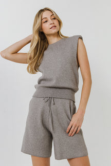 ENDLESS ROSE - Shoulder Padded Knit Top - SWEATERS & KNITS available at Objectrare