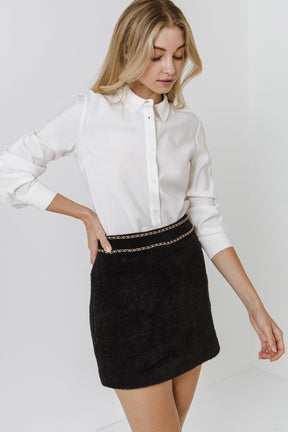 ENDLESS ROSE - Chain-Trimmed Mini Skirt - SKIRTS available at Objectrare