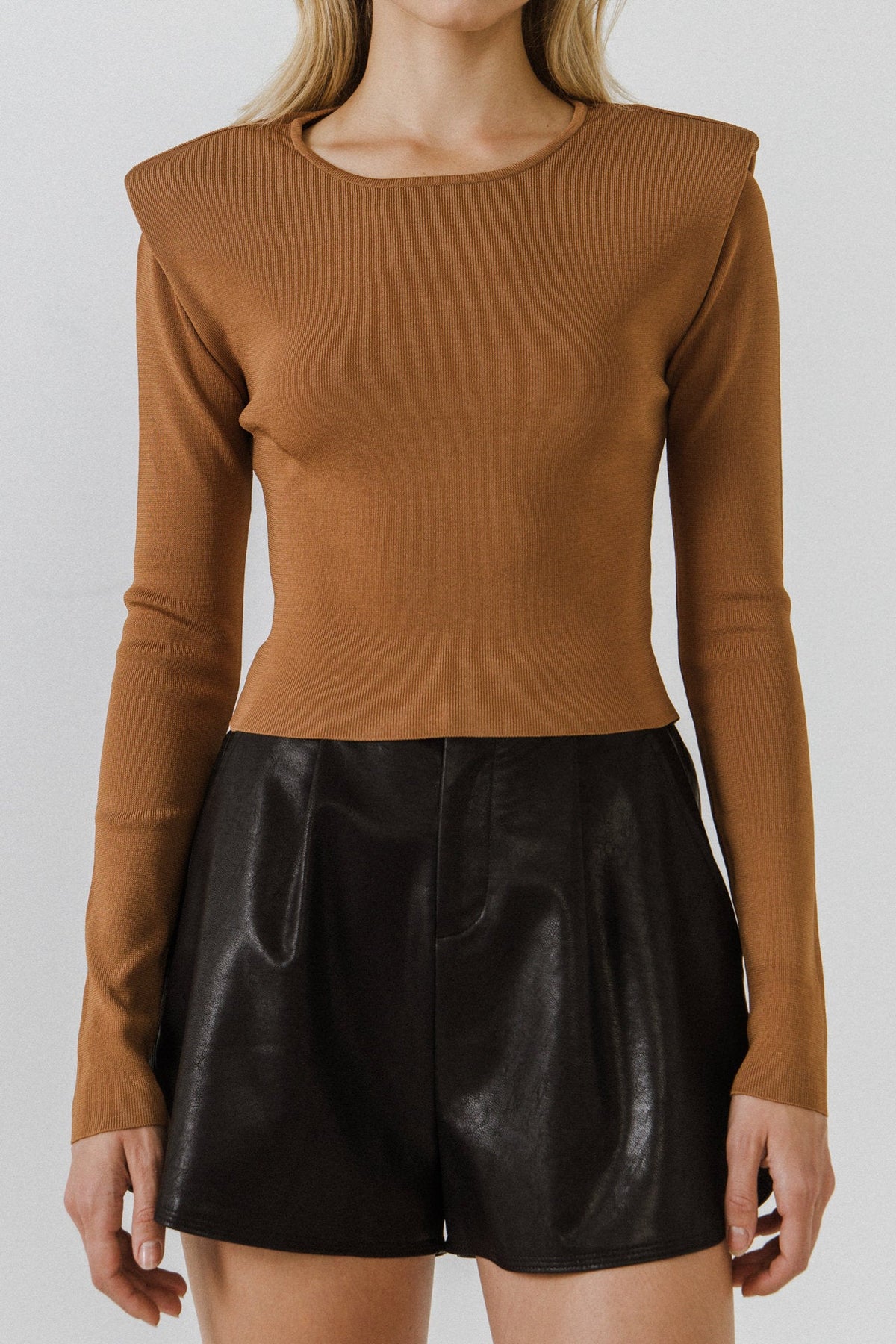 ENDLESS ROSE - Shoulder Pad Knit Top - SWEATERS & KNITS available at Objectrare