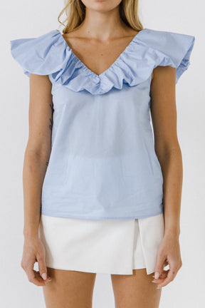 ENGLISH FACTORY - Ruffle at Neckline Top - BLOUSES available at Objectrare