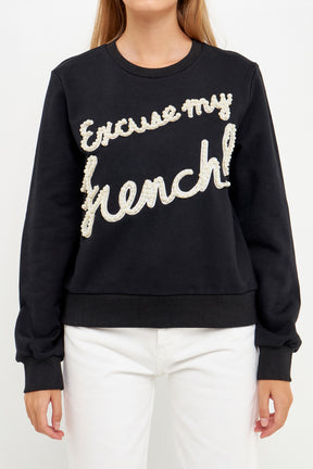 ENDLESS ROSE - Pearl Excuse My French Sweatshirt - SWEATERS & KNITS available at Objectrare
