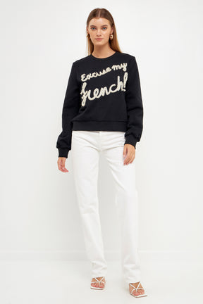 ENDLESS ROSE - Pearl Excuse My French Sweatshirt - SWEATERS & KNITS available at Objectrare