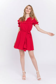 ENGLISH FACTORY - Ruffled Dress with Thick Waist Strap - DRESSES available at Objectrare