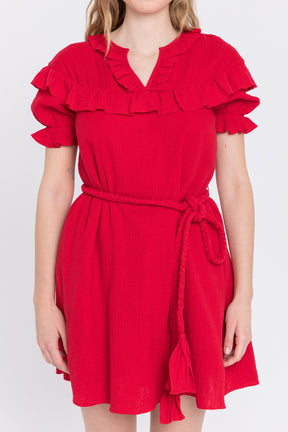 ENGLISH FACTORY - Ruffled Dress with Thick Waist Strap - DRESSES available at Objectrare