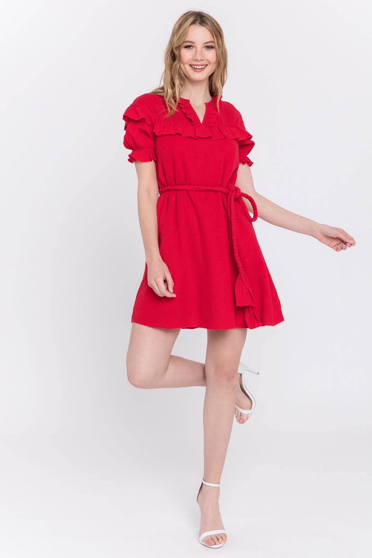 ENGLISH FACTORY - Ruffled Dress with Thick Waist Strap - DRESSES available at Objectrare