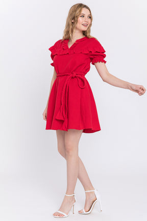 ENGLISH FACTORY - Ruffled Dress with Thick Waist Strap - DRESSES available at Objectrare