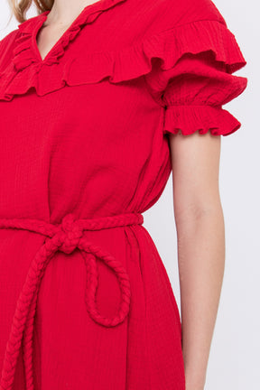 ENGLISH FACTORY - Ruffled Dress with Thick Waist Strap - DRESSES available at Objectrare