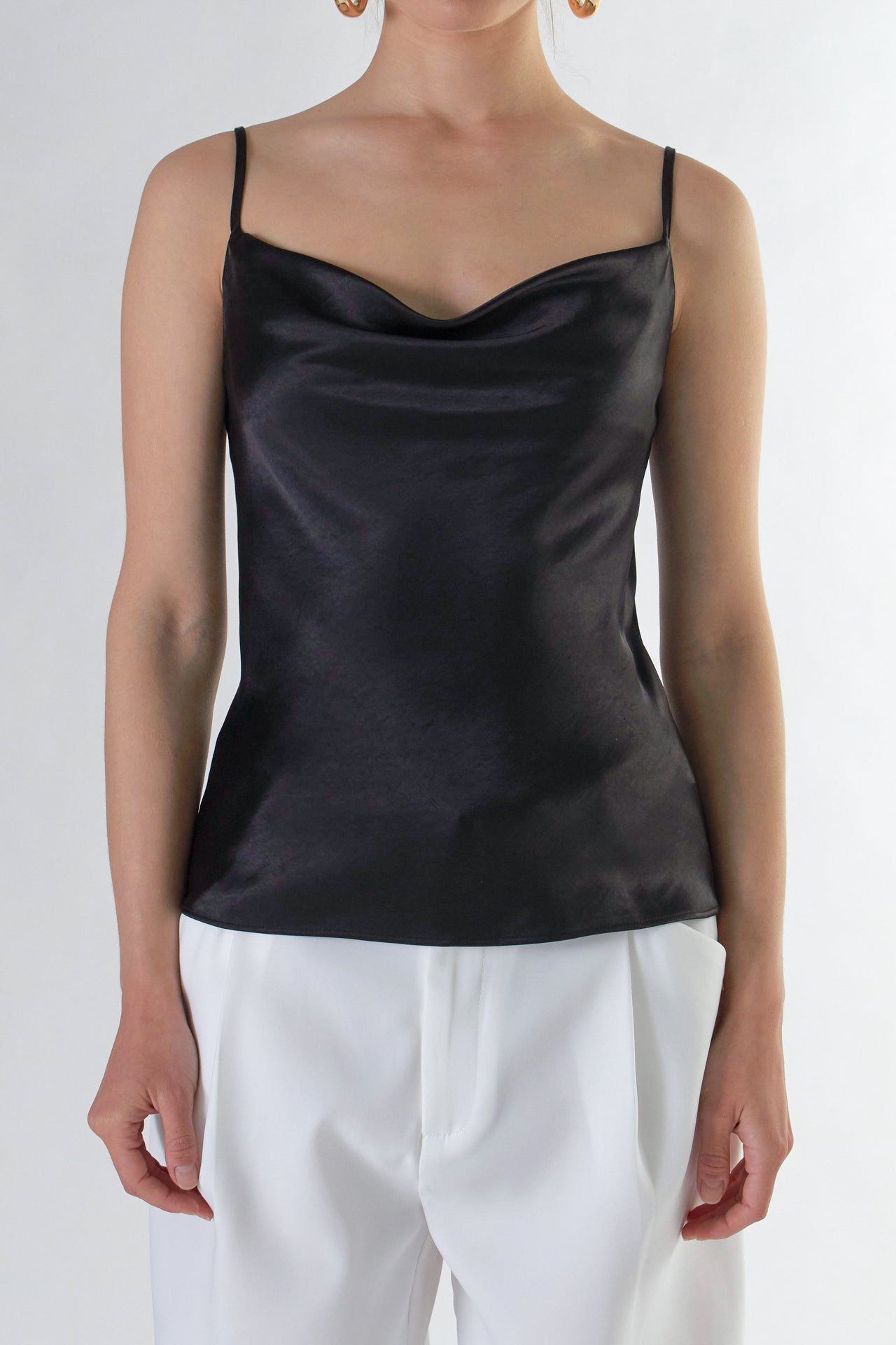 ENDLESS ROSE - Satin Cowl Neck Top - TOPS available at Objectrare