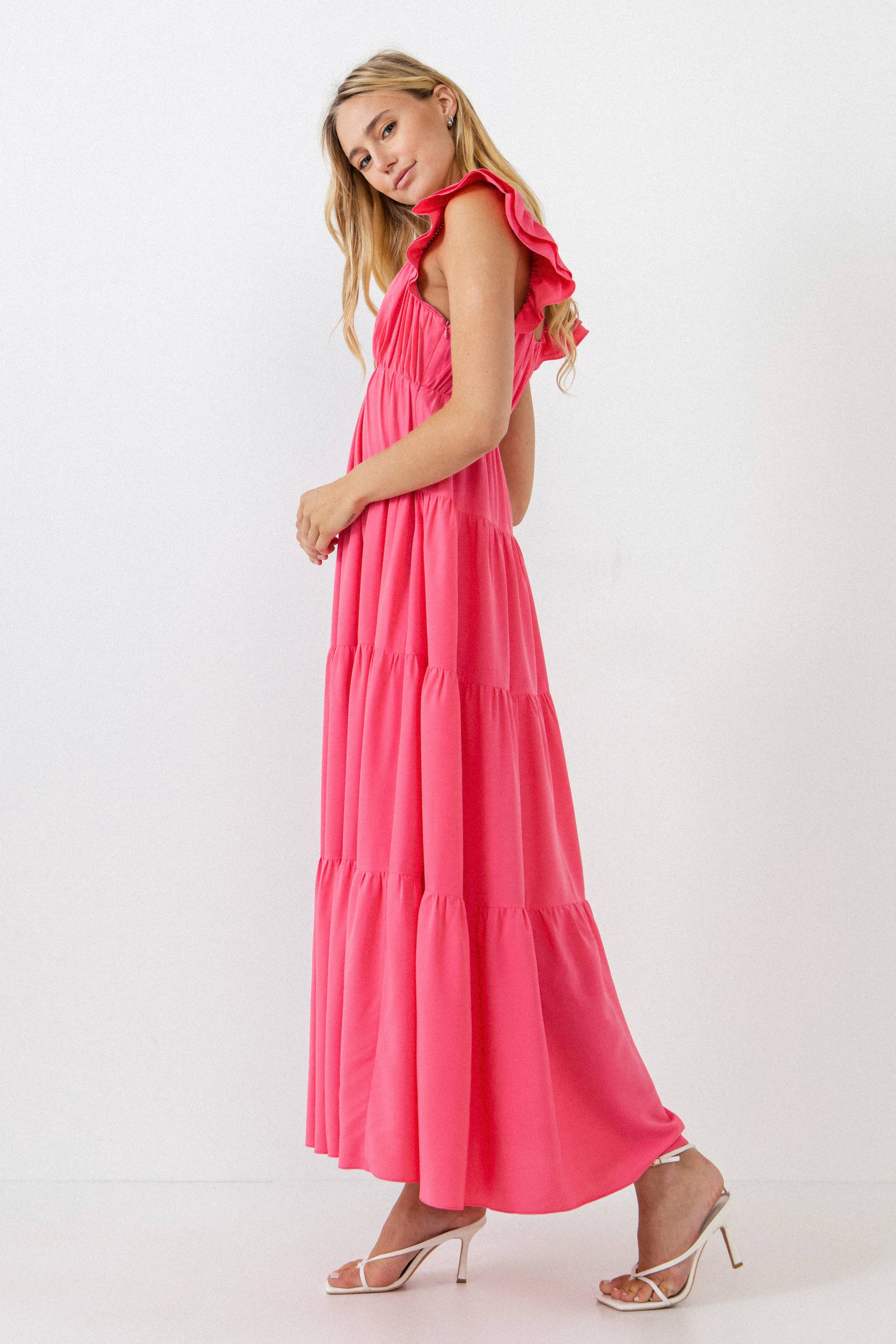FREE THE ROSES - Ruffle Sleeve Maxi Dress - DRESSES available at Objectrare