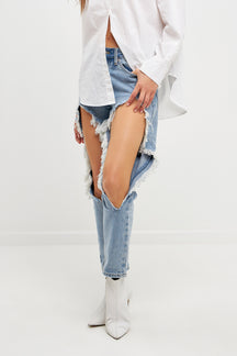 ENDLESS ROSE - High Waist Destroyed Jeans - JEANS available at Objectrare