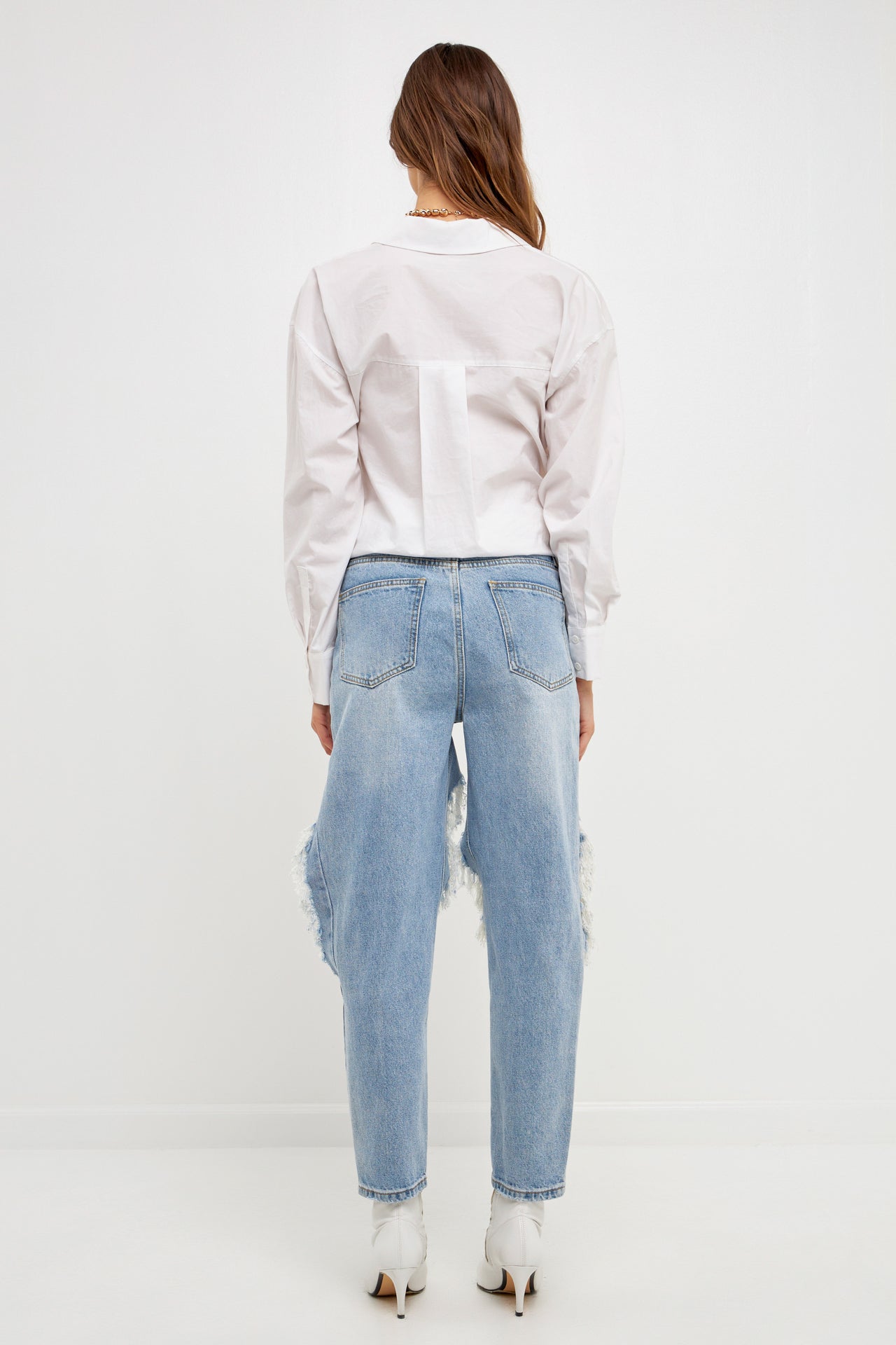 ENDLESS ROSE - High Waist Destroyed Jeans - JEANS available at Objectrare