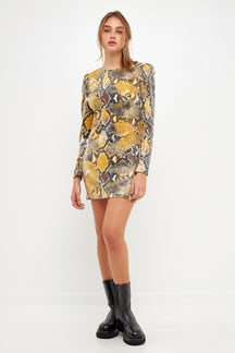 GREY LAB - Snakeskin Sequin Mini Dress - DRESSES available at Objectrare