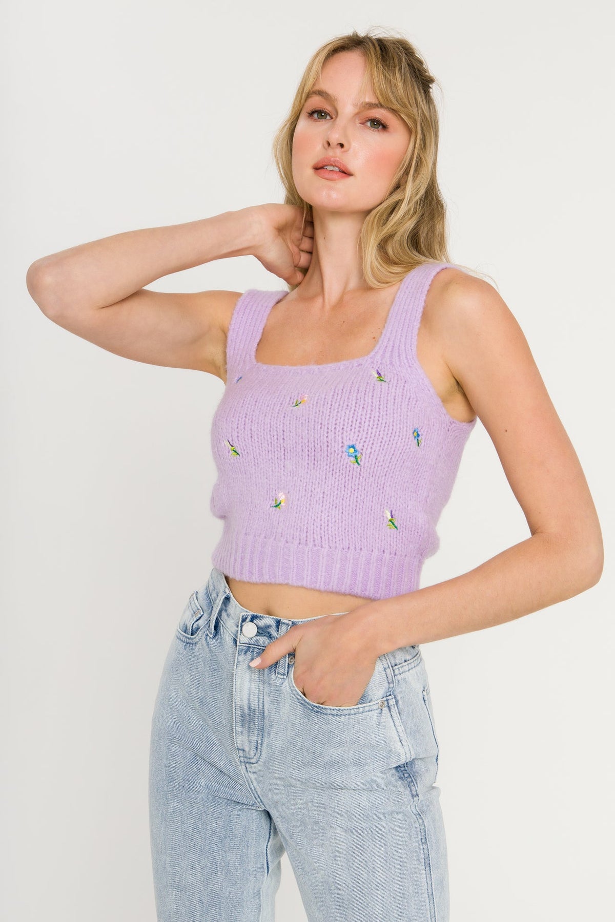 ENGLISH FACTORY - Floral Embroidered Knit Top - SWEATERS & KNITS available at Objectrare