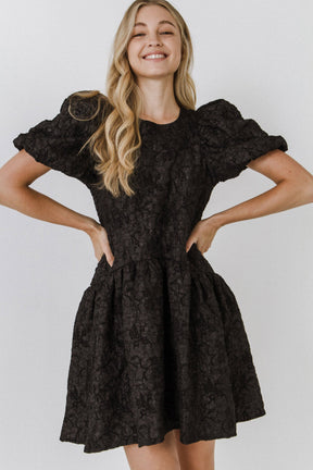 ENDLESS ROSE - Puff Sleeve Drop Waist Dress - DRESSES available at Objectrare