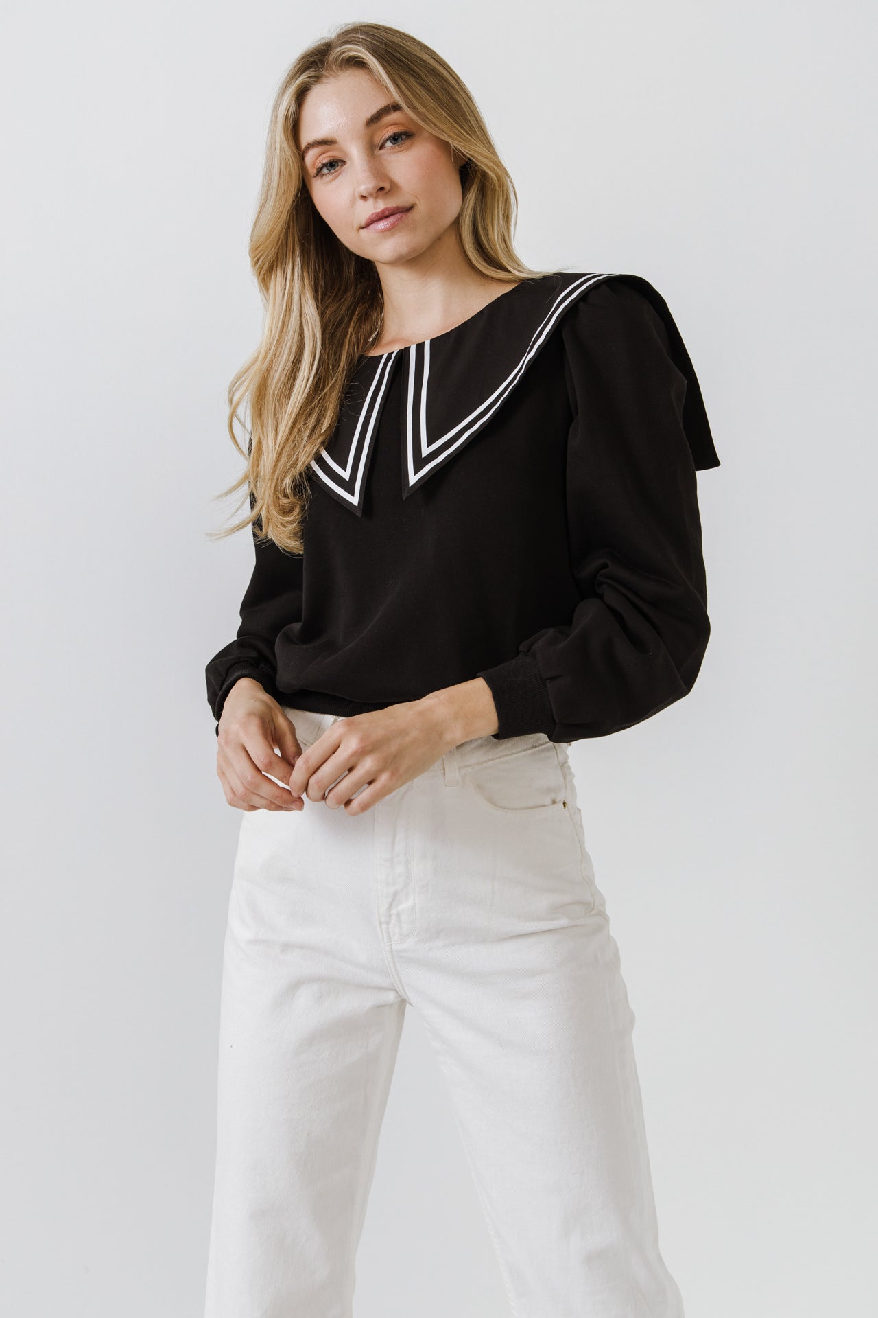 ENGLISH FACTORY - Sailor Collar Sweatshirt - TOPS available at Objectrare