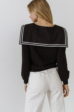 ENGLISH FACTORY - Sailor Collar Sweatshirt - TOPS available at Objectrare