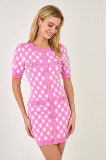 ENDLESS ROSE - Short Sleeve Gingham Dress - DRESSES available at Objectrare