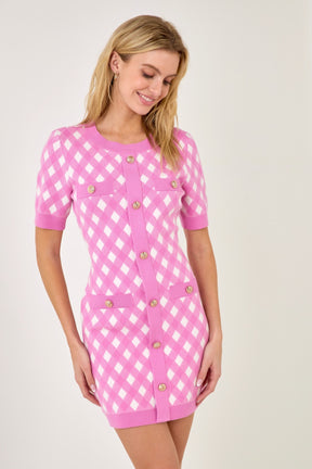ENDLESS ROSE - Short Sleeve Gingham Dress - DRESSES available at Objectrare