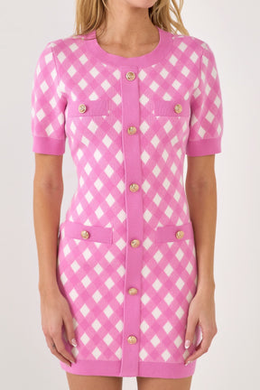 ENDLESS ROSE - Short Sleeve Gingham Dress - DRESSES available at Objectrare