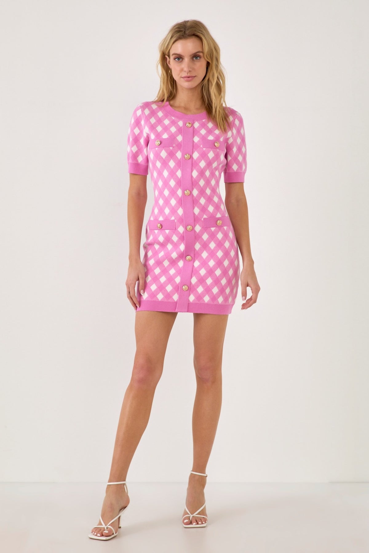 ENDLESS ROSE - Short Sleeve Gingham Dress - DRESSES available at Objectrare