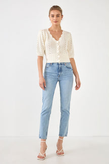 ENGLISH FACTORY - Crochet Cropped Cardigan - CARDIGANS available at Objectrare