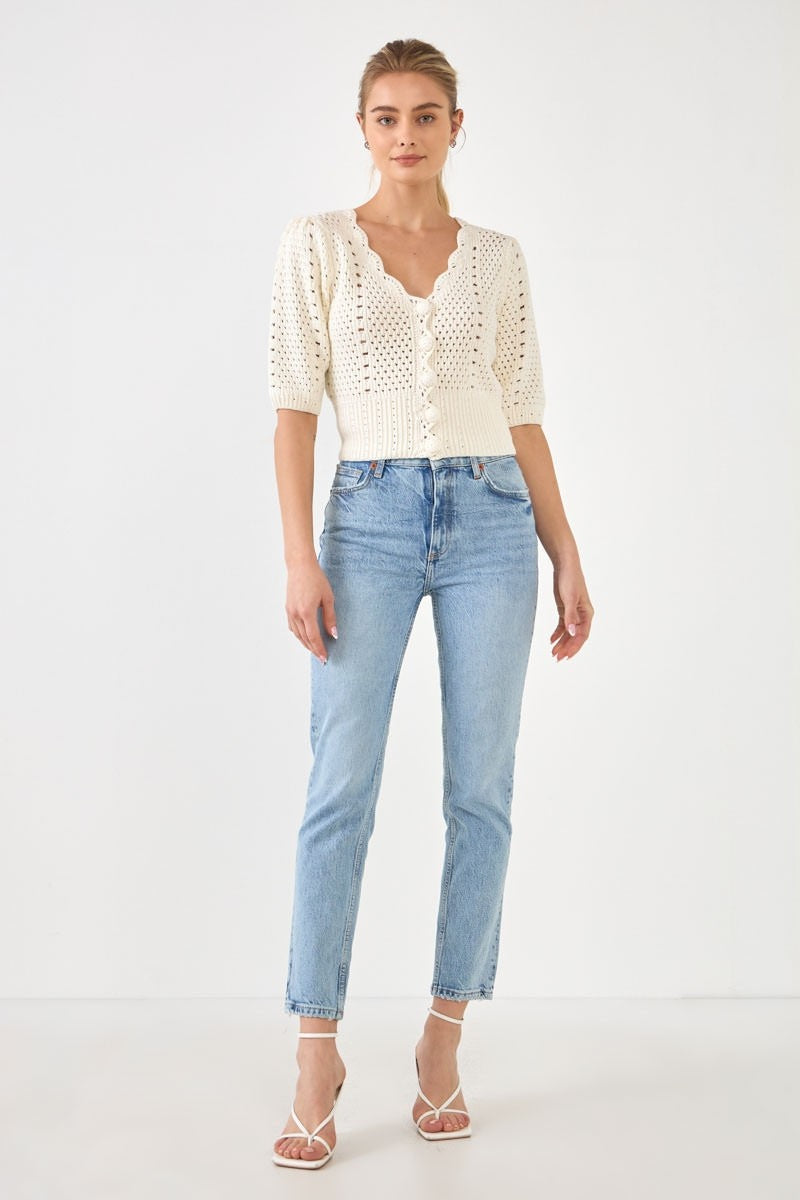 ENGLISH FACTORY - Crochet Cropped Cardigan - SWEATERS & KNITS available at Objectrare