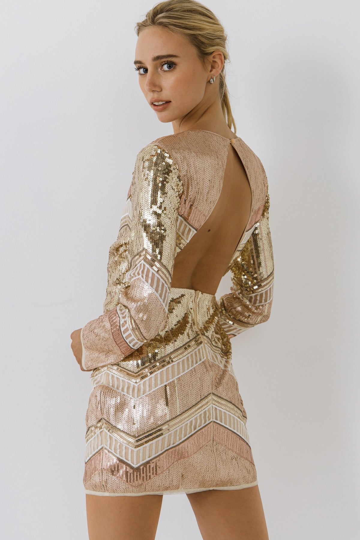 ENDLESS ROSE - Sequin Open Back Mini Dress - DRESSES available at Objectrare