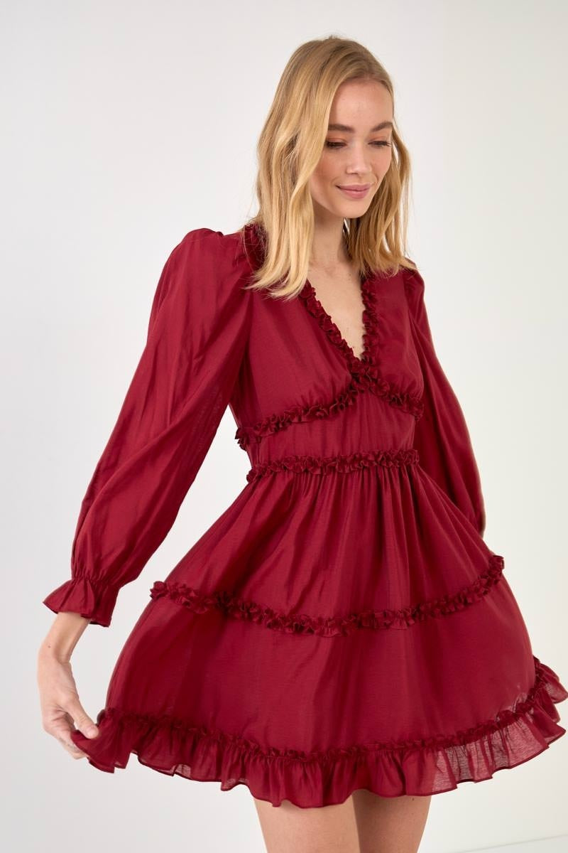 FREE THE ROSES - Ruffle Detail Mini Dress - DRESSES available at Objectrare