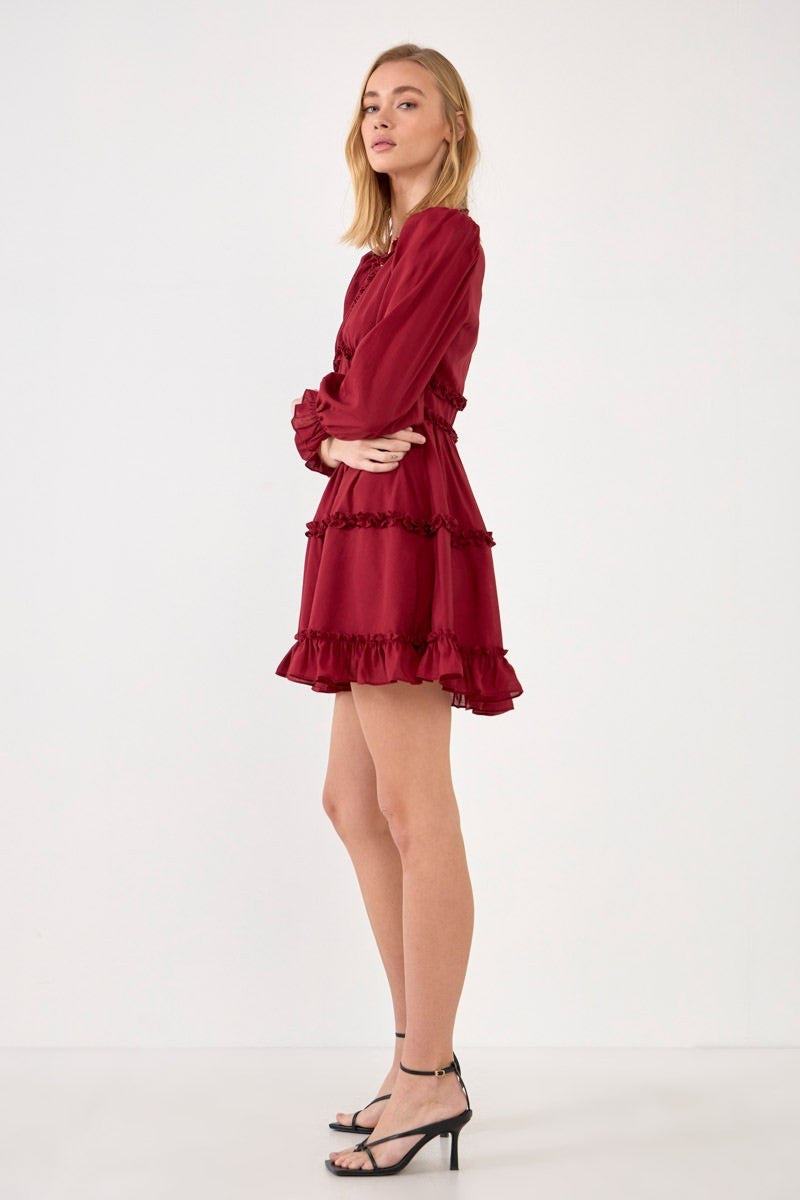 FREE THE ROSES - Free The Rose - Ruffle Detail Mini Dress - DRESSES available at Objectrare