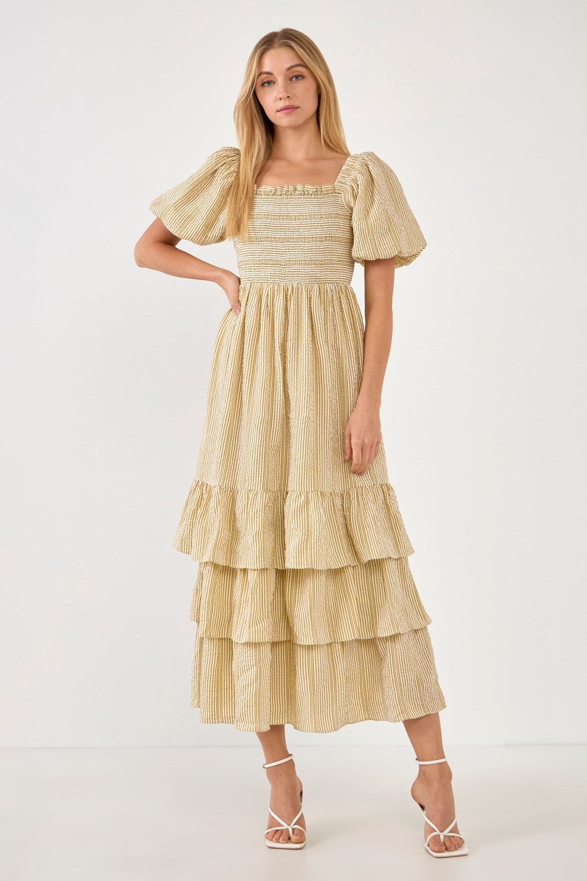 FREE THE ROSES - Striped Maxi Dress with Ruffles - DRESSES available at Objectrare