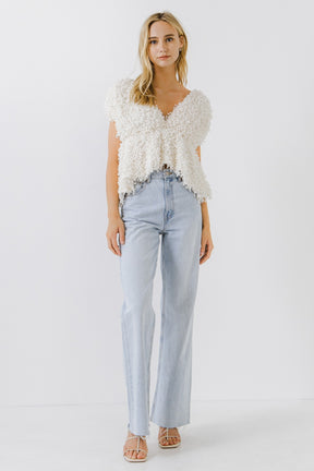 ENDLESS ROSE - Textured Top with Plunging Neckline - TOPS available at Objectrare