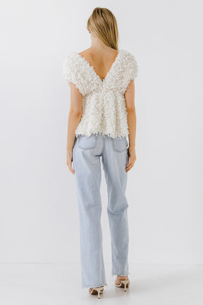 ENDLESS ROSE - Textured Top with Plunging Neckline - TOPS available at Objectrare