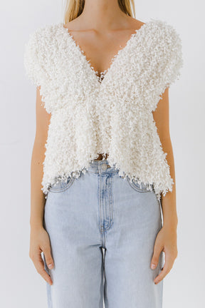 ENDLESS ROSE - Textured Top with Plunging Neckline - TOPS available at Objectrare