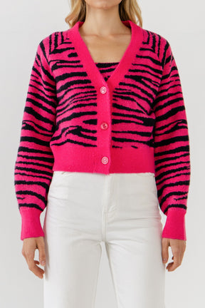 ENGLISH FACTORY - Tiger Knit Cardigan - CARDIGANS available at Objectrare